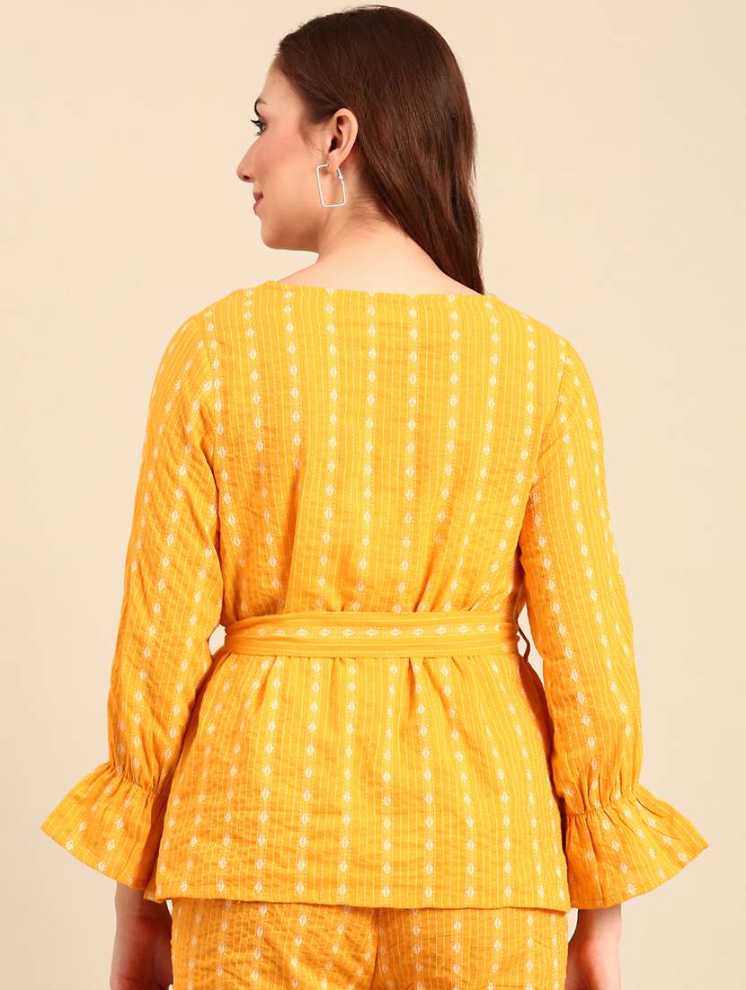 women yellow cotton regular top - 21507957 - Standard Image - 3