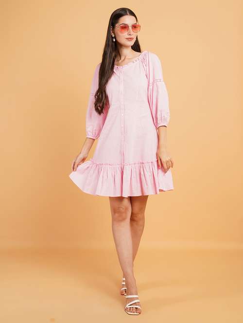 women pink cotton a-line dress - 21508271 -  Standard Image - 0