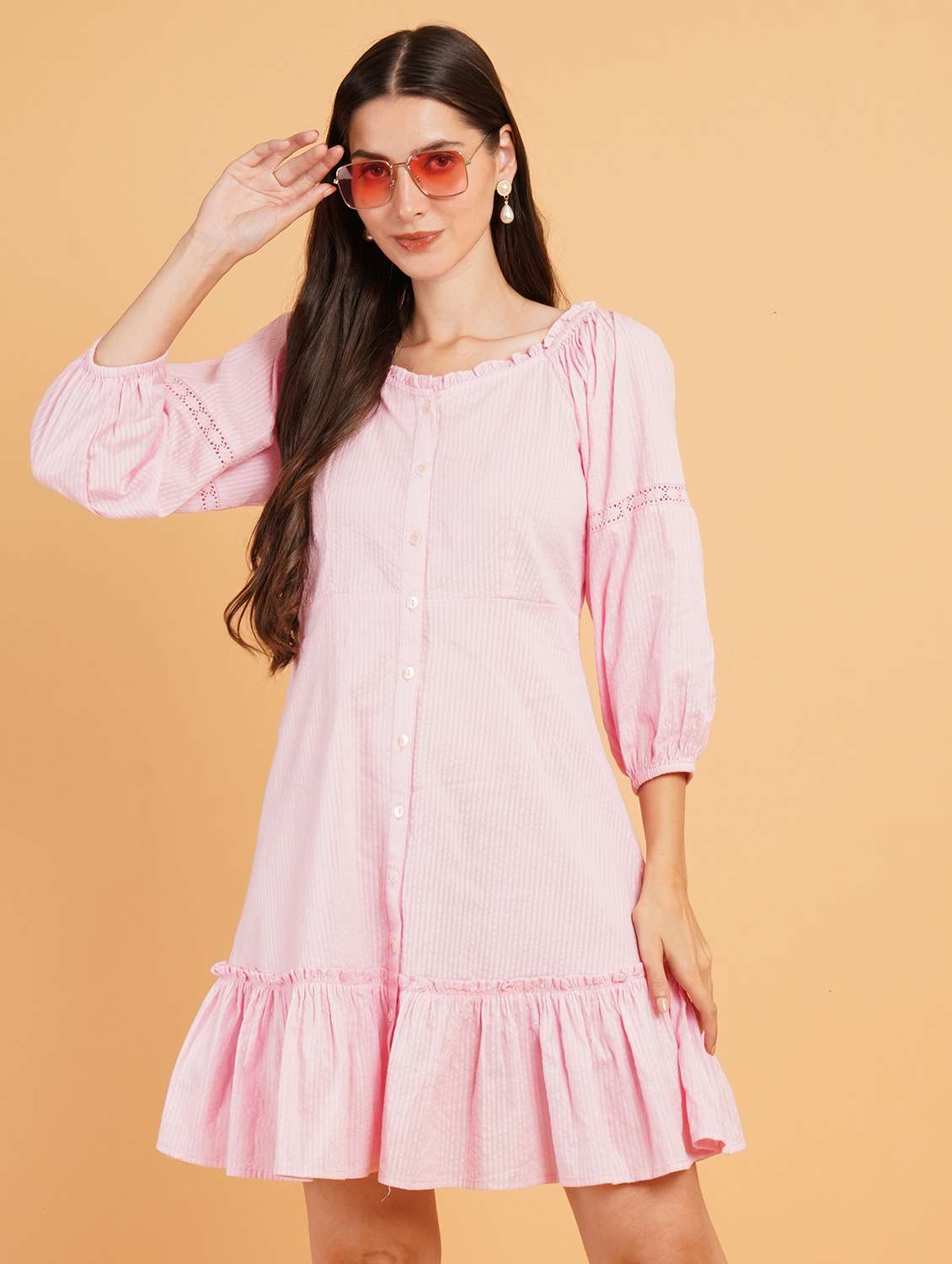 women pink cotton a-line dress - 21508271 -  Standard Image - 3