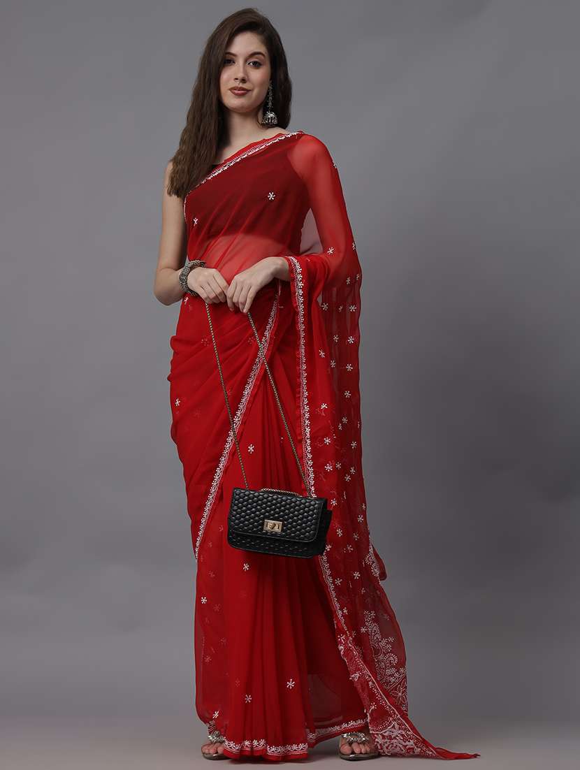 women chikankari work saree with blouse - 21508298 -  Standard Image - 3