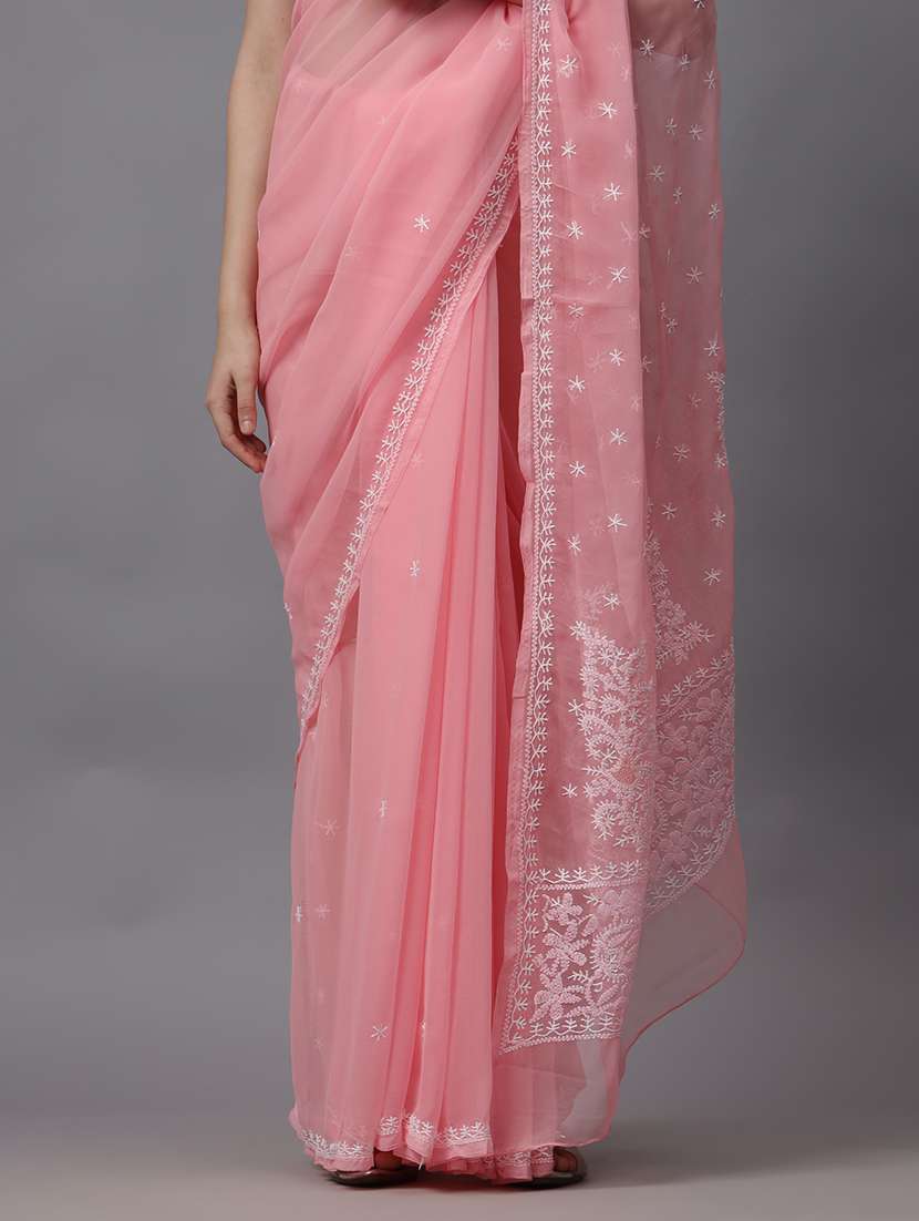women chikankari work saree with blouse - 21508302 -  Standard Image - 5