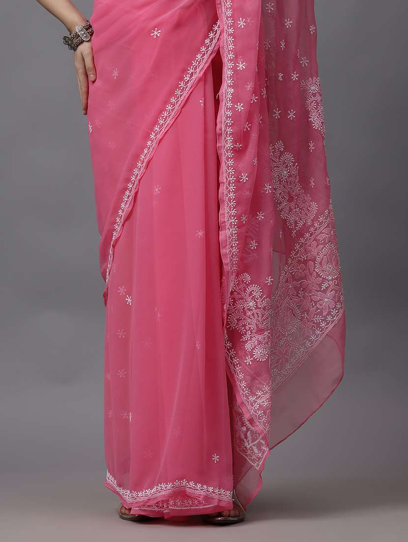 women chikankari work saree with blouse - 21508303 -  Standard Image - 5
