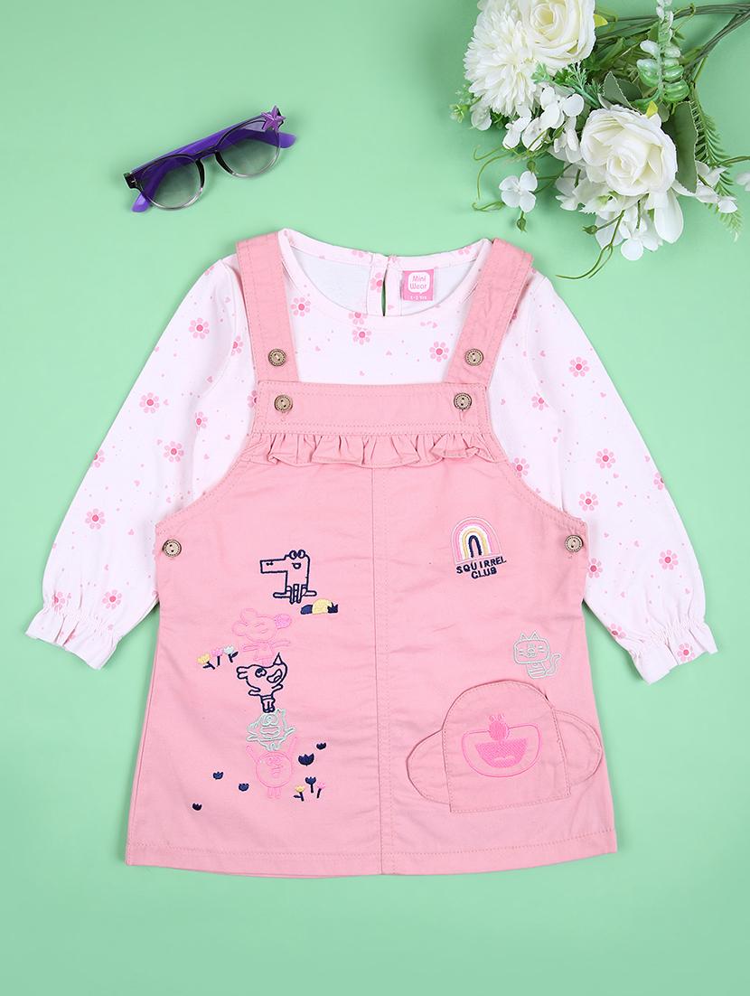 girls printed dungarees twin set - 21508422 -  Zoom Image - 0