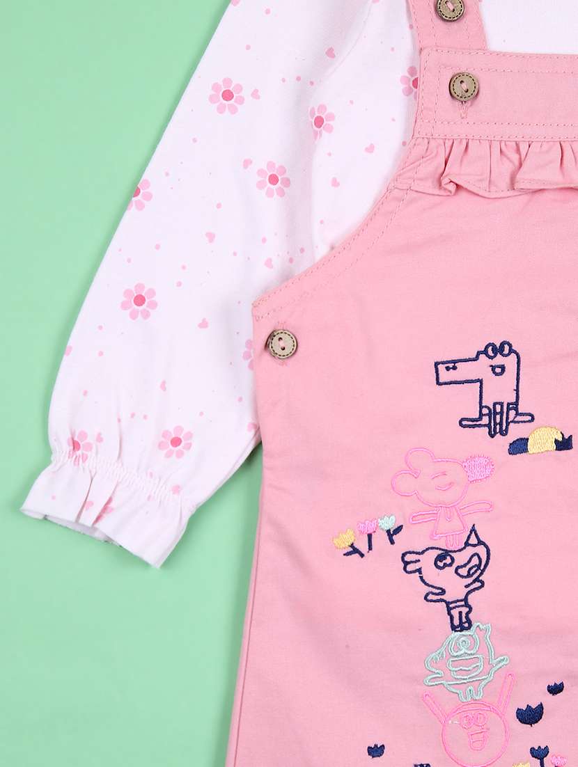 girls printed dungarees twin set - 21508422 - Standard Image - 3