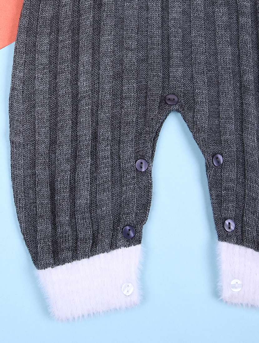 boys grey self design romper - 21508430 -  Standard Image - 3