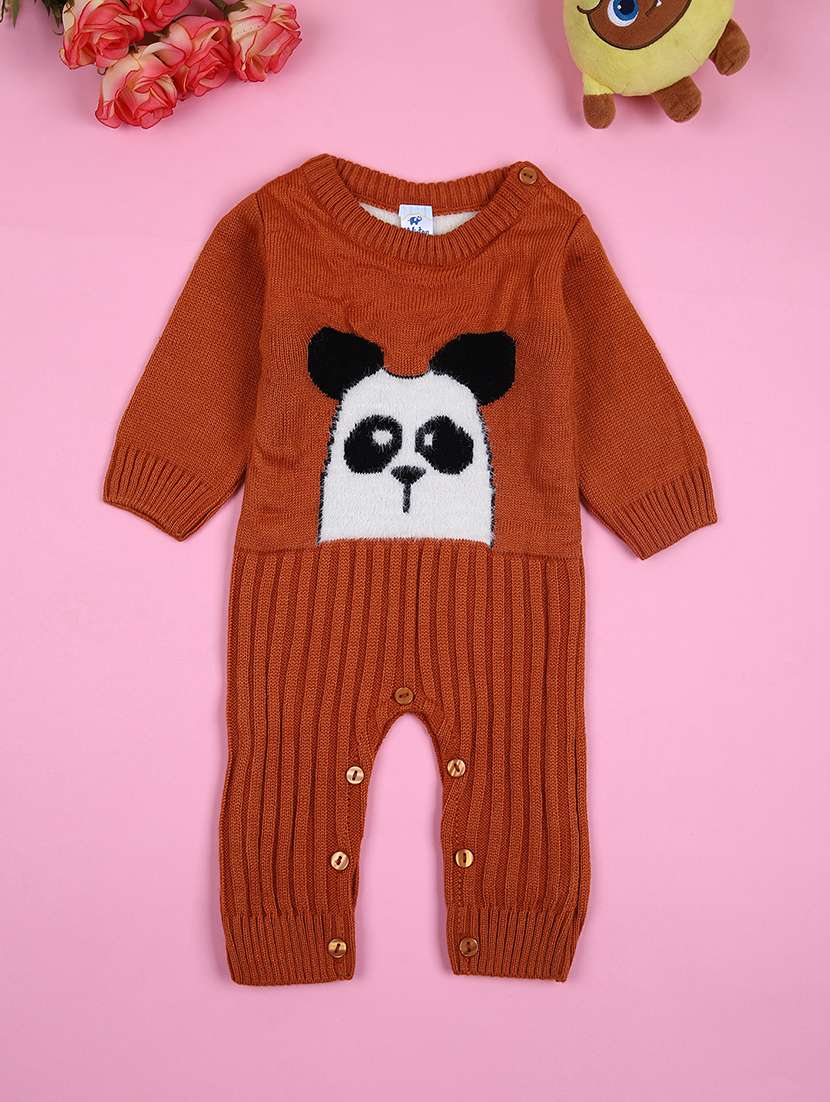 boys rust graphic long sleeve romper