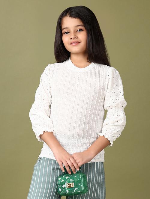 white cotton round neck top - 21508435 - Standard Image - 0