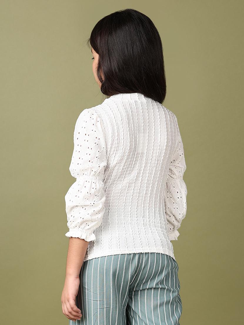 white cotton round neck top - 21508435 - Standard Image - 3