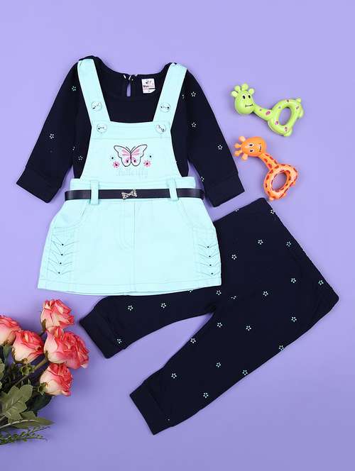 girls printed dungarees twin set - 21508491 - Standard Image - 0