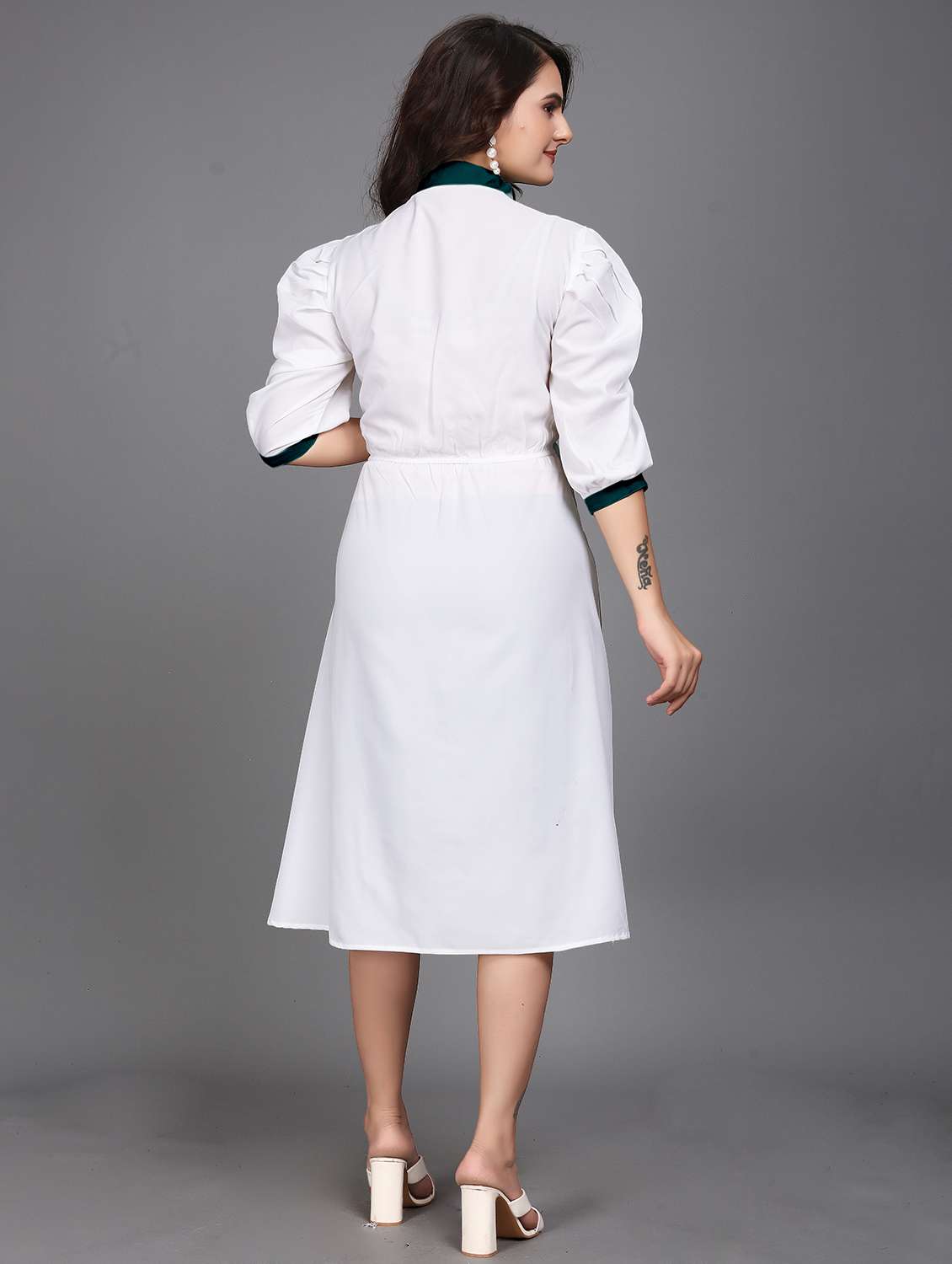 women white cotton a-line dress - 21508677 - Standard Image - 3