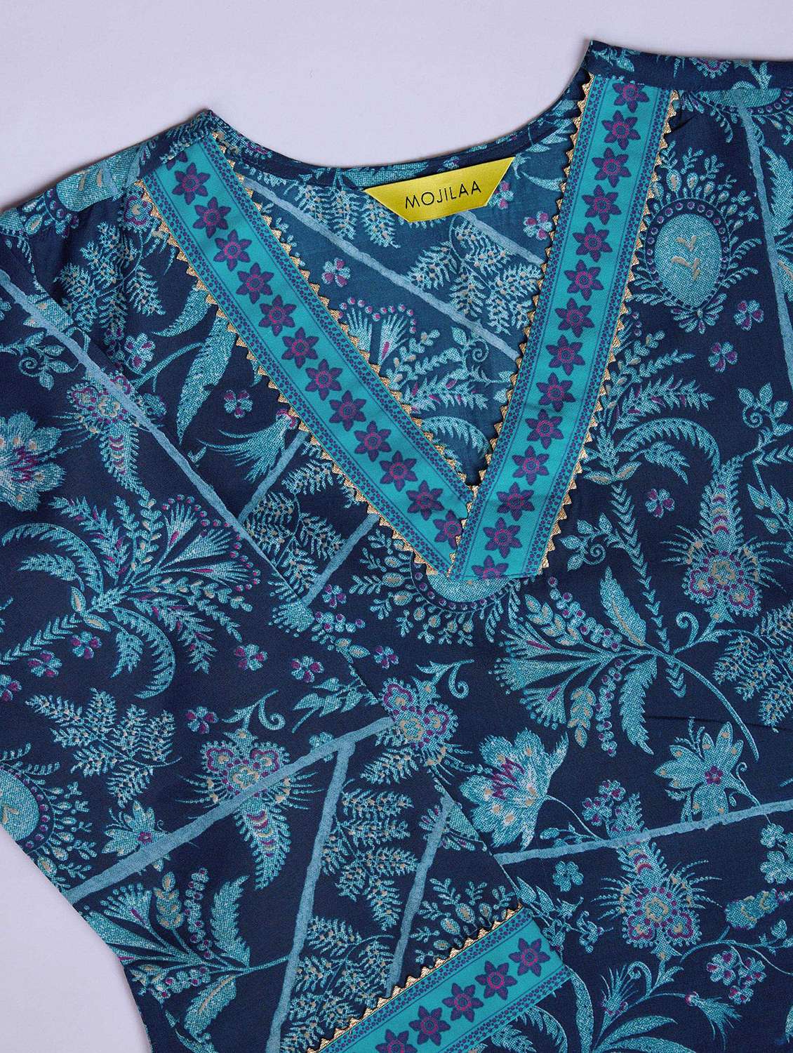 women blue floral v neck kurta salwar set - 21508910 -  Standard Image - 5