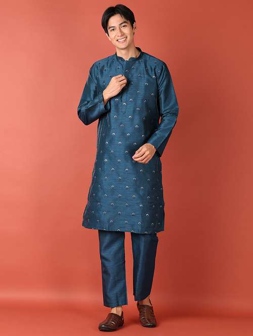 men sequin work kurta pyjama ethnic wear set - 21508979 -  Standard Image - 0