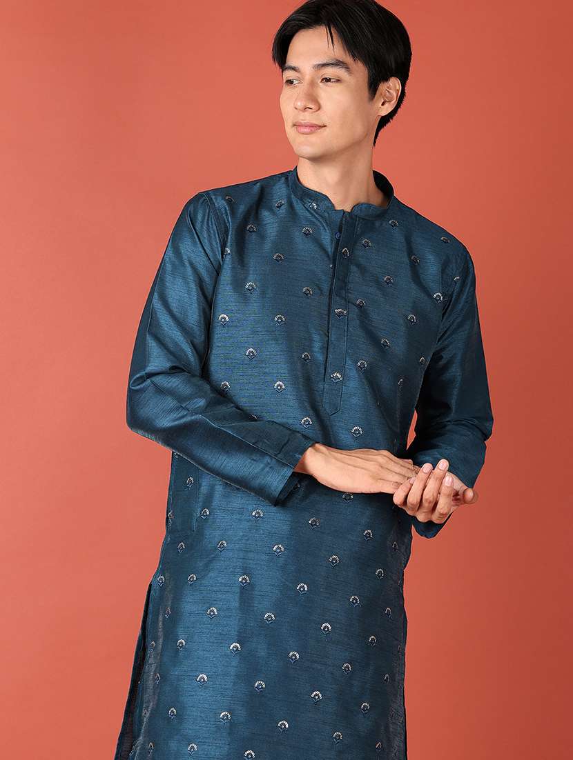 men sequin work kurta pyjama ethnic wear set - 21508979 -  Standard Image - 3