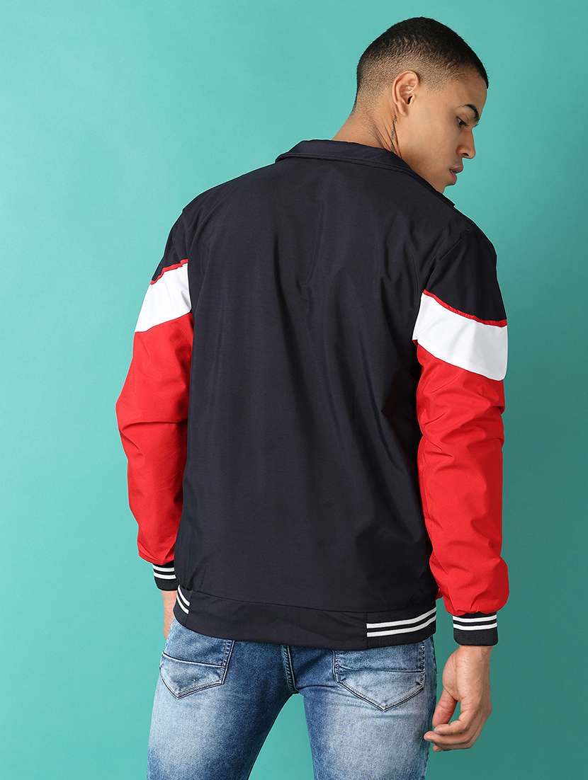 men long sleeves color block bomber jacket - 21508989 -  Standard Image - 3