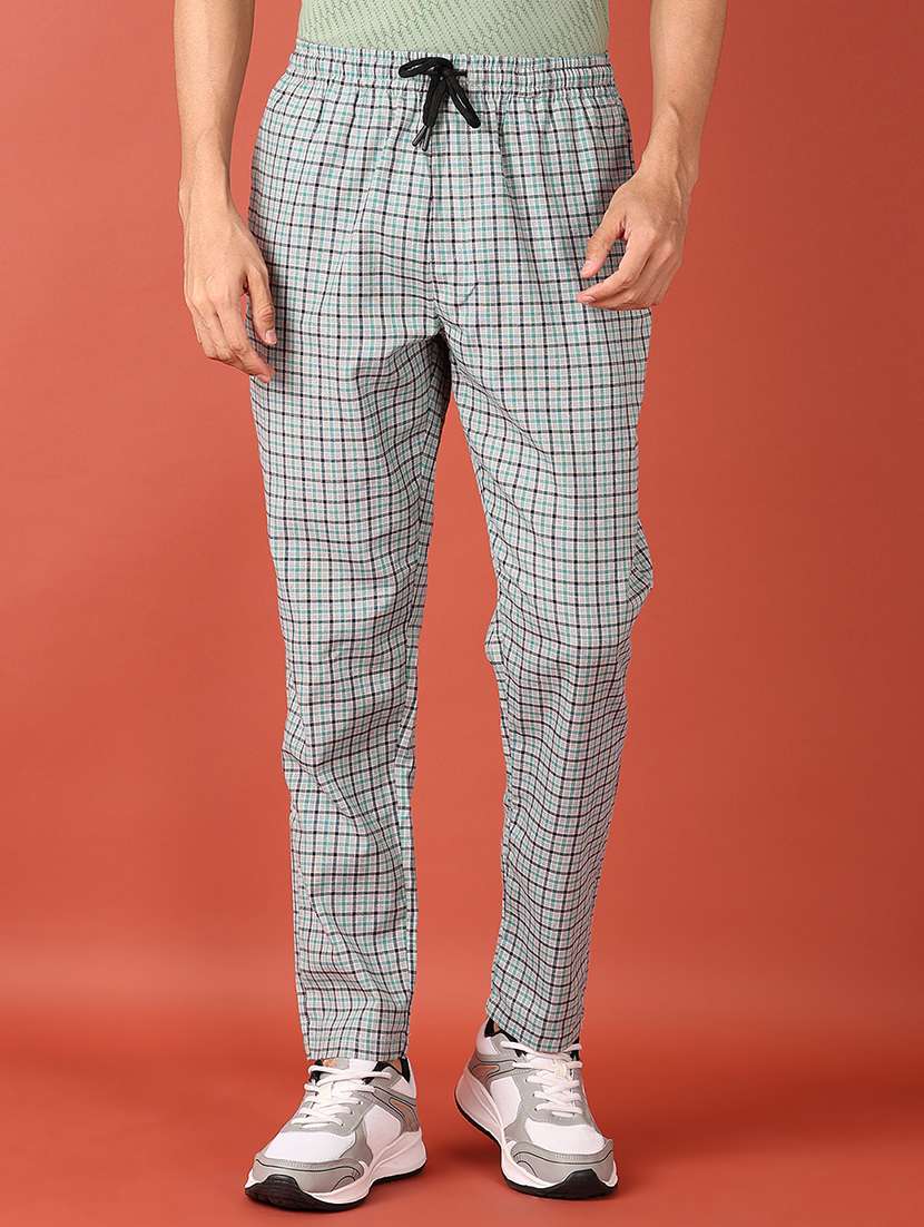 men grey checks regular fit pyjama