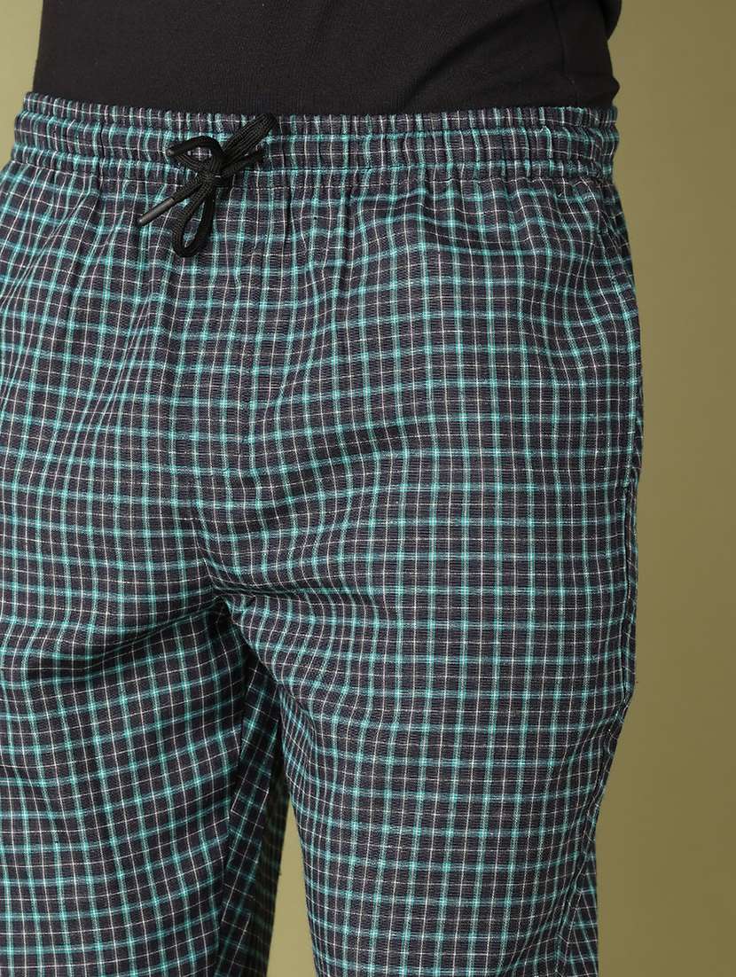 men navy blue checks regular fit pyjama - 21508991 -  Standard Image - 5