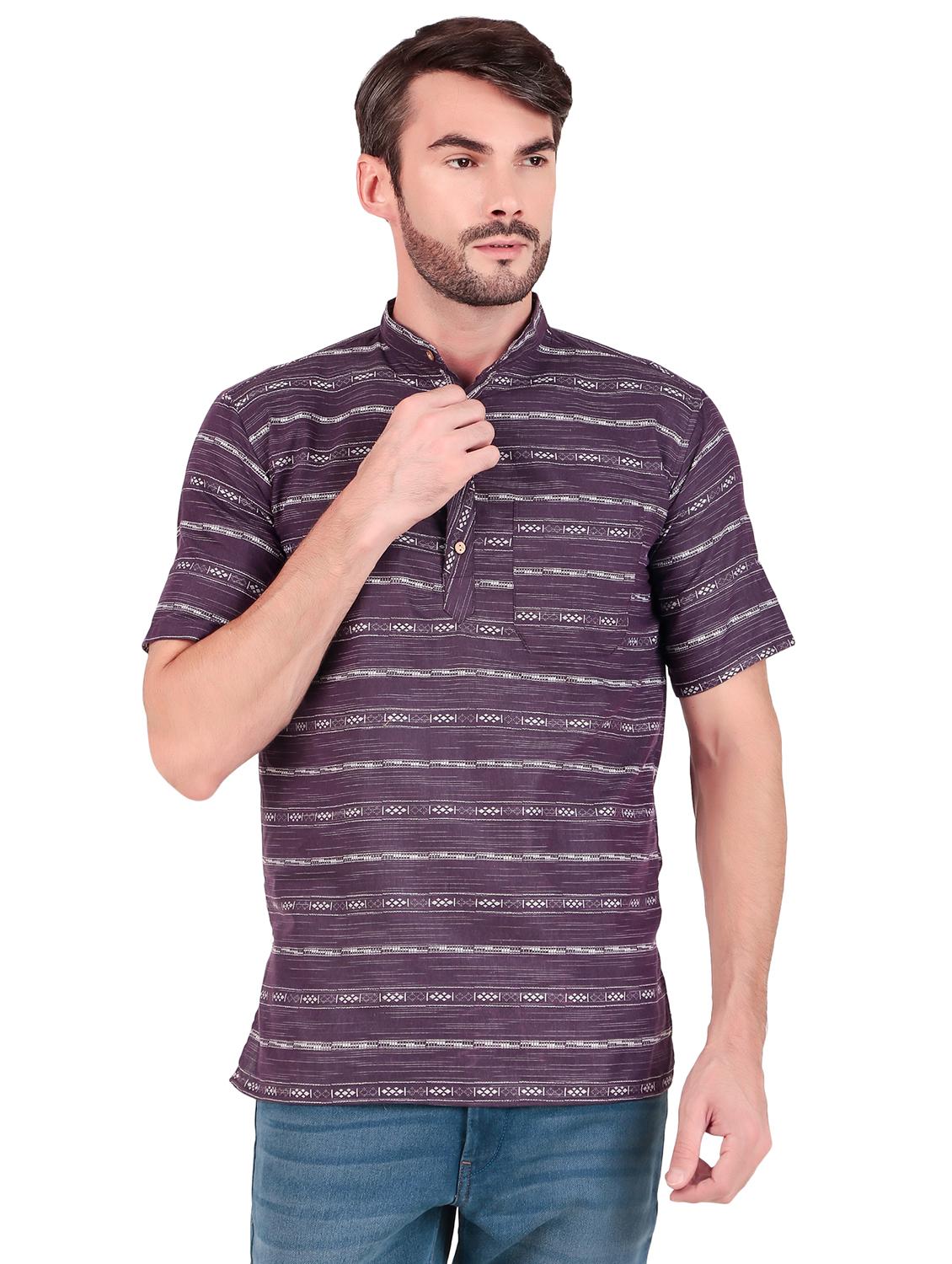 men self design short sleeves short kurta - 21509462 -  Zoom Image - 0