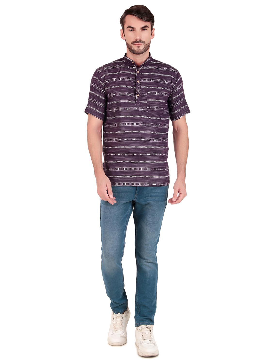men self design short sleeves short kurta - 21509462 - Standard Image - 3