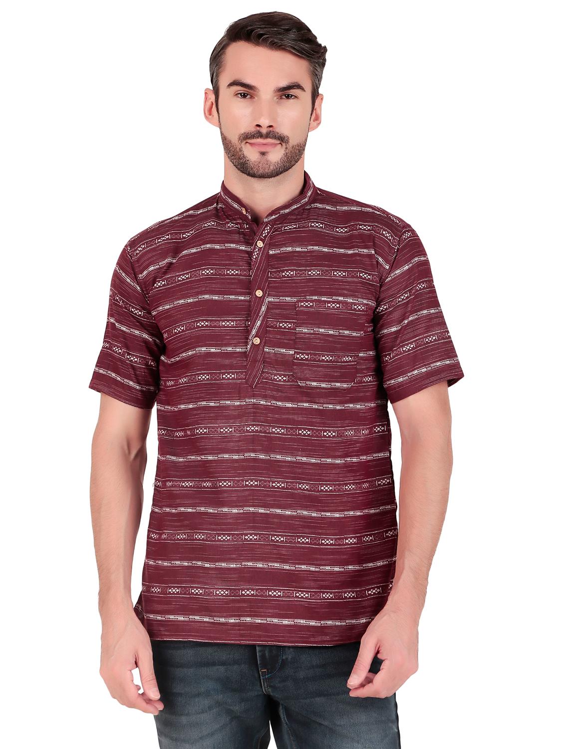 men self design short sleeves short kurta - 21509463 -  Zoom Image - 0
