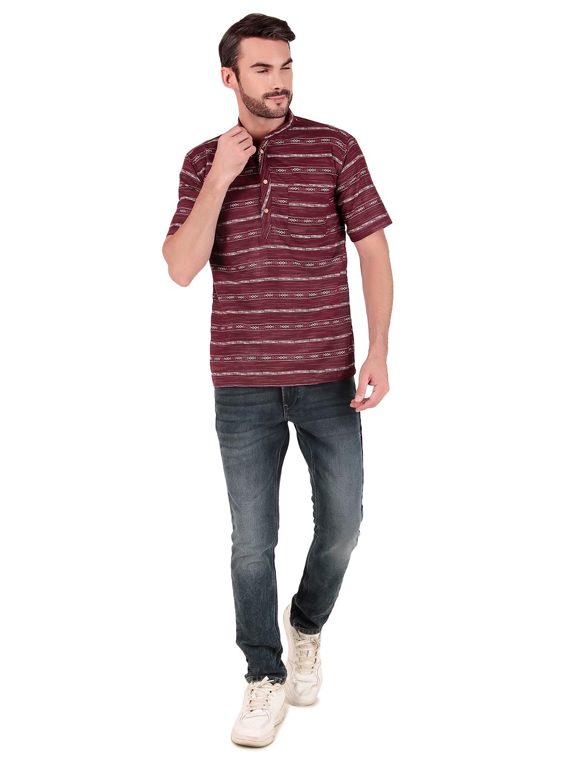 men self design short sleeves short kurta - 21509463 - Standard Image - 3