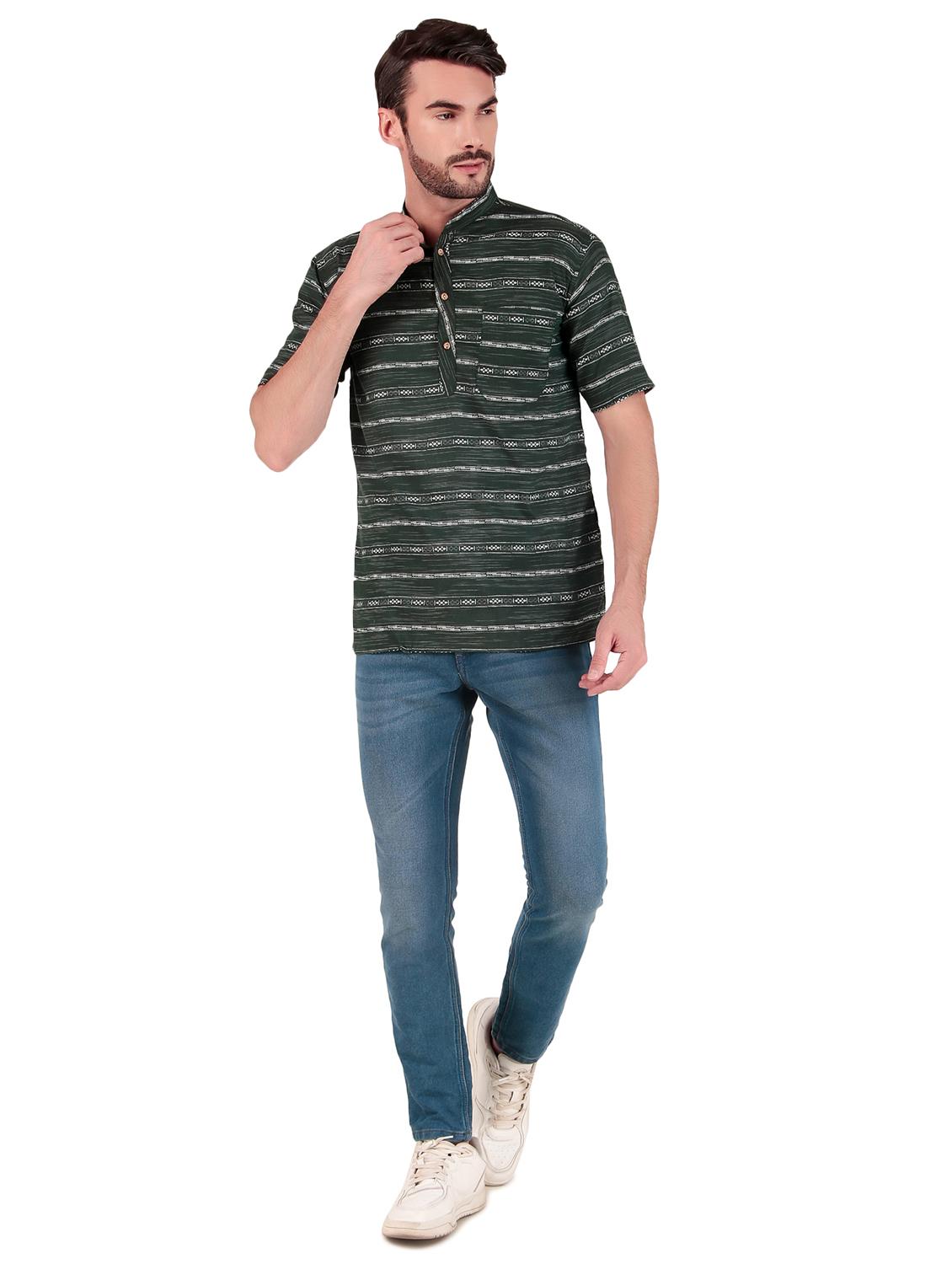 men self design short sleeves short kurta - 21509465 - Standard Image - 3