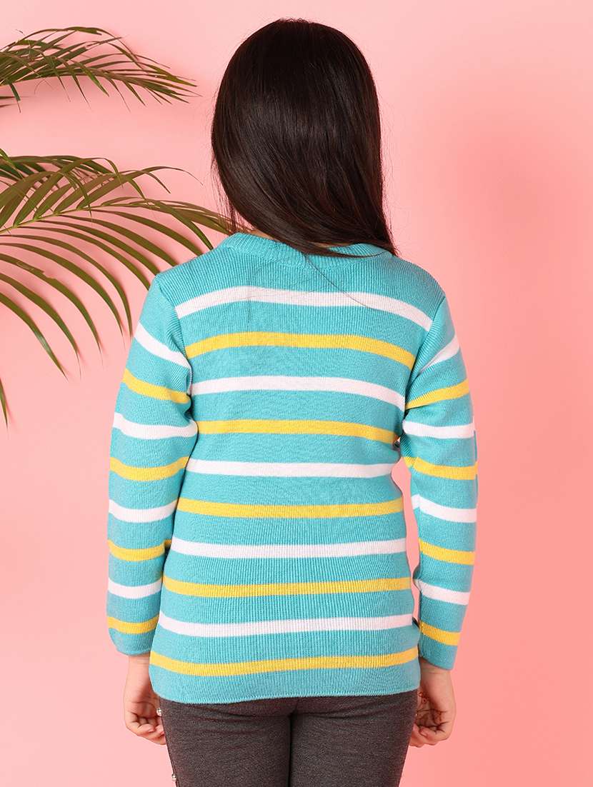 girls light blue self design sweaters - 21509476 -  Standard Image - 3