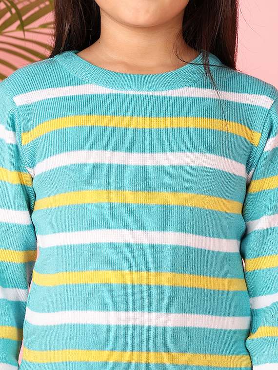 girls light blue self design sweaters - 21509476 -  Standard Image - 5