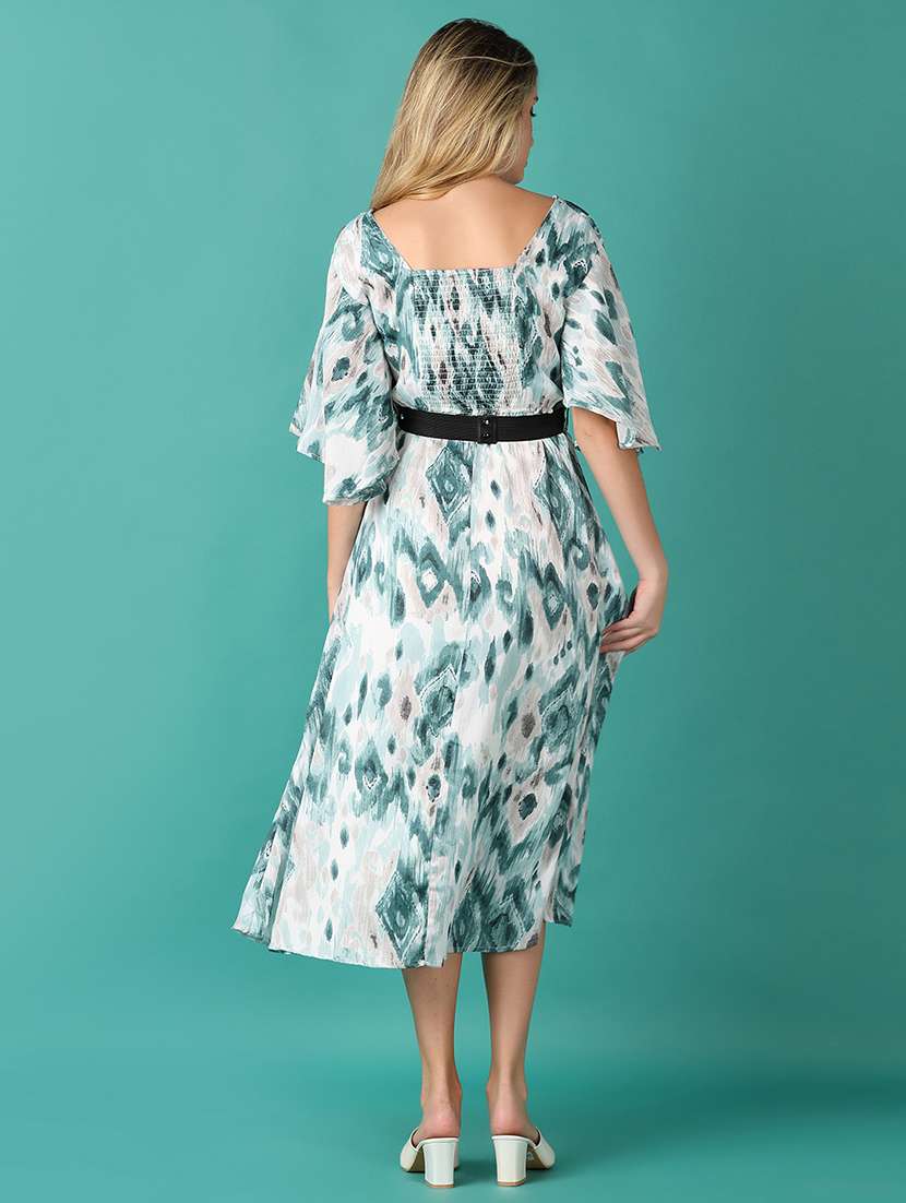 women printed v neck a-line dress - 21509503 -  Standard Image - 3