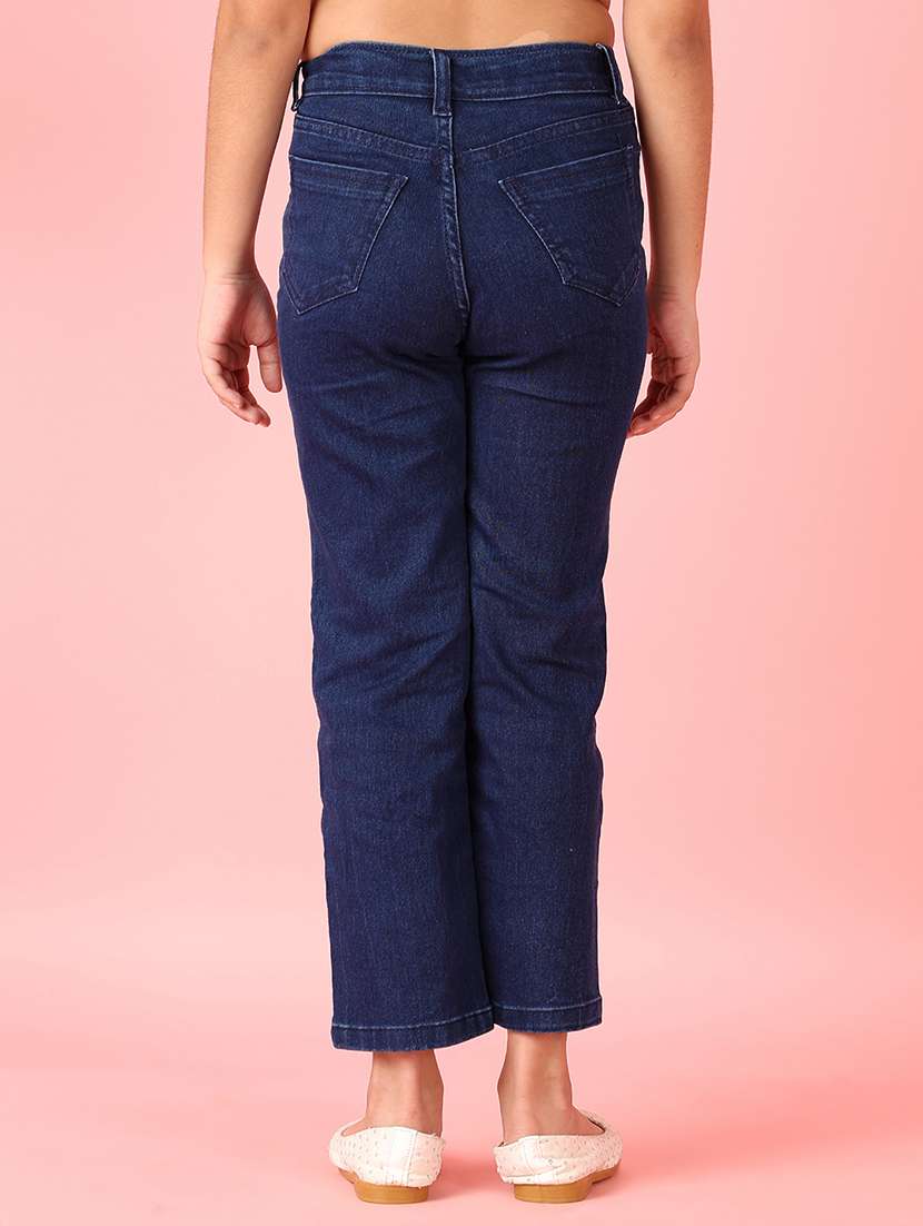 girls solid mid rise jeans - 21509545 -  Standard Image - 3