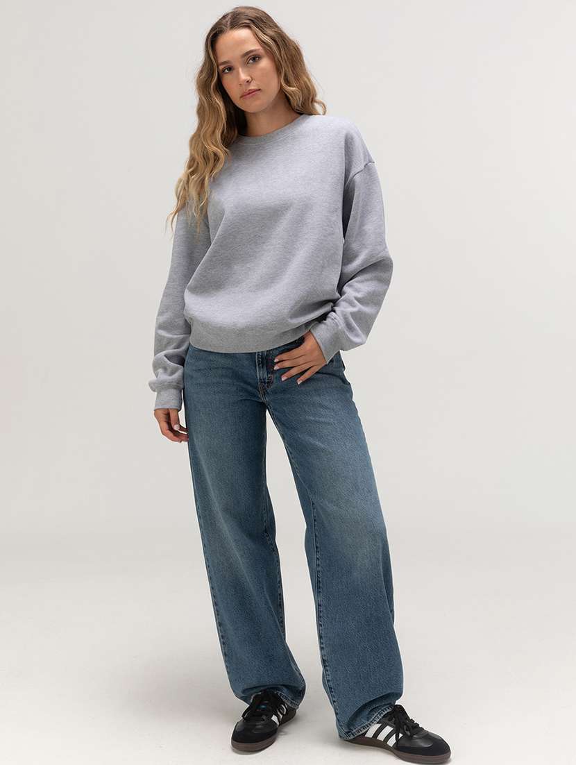 women grey fleece plain sweatshirt - 21509916 - Standard Image - 3
