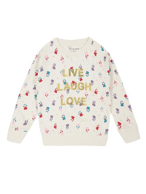 girls white cotton all over print sweatshirt - 21509930 -  Standard Image - 0