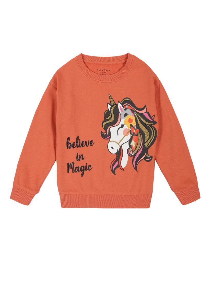 girls long sleeves front print sweatshirt