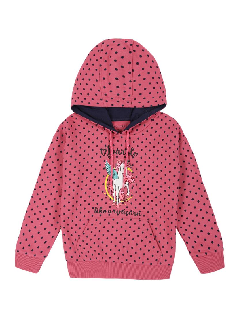 girls pink cotton all over print sweatshirt - 21509935 - Zoom Image - 0