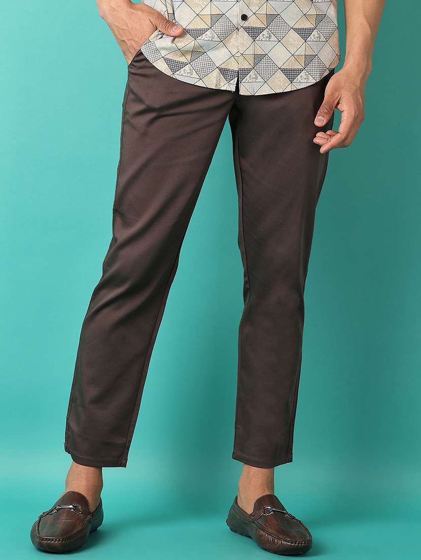 men mid-rise solid chinos casual trouser - 21509981 -  Standard Image - 3