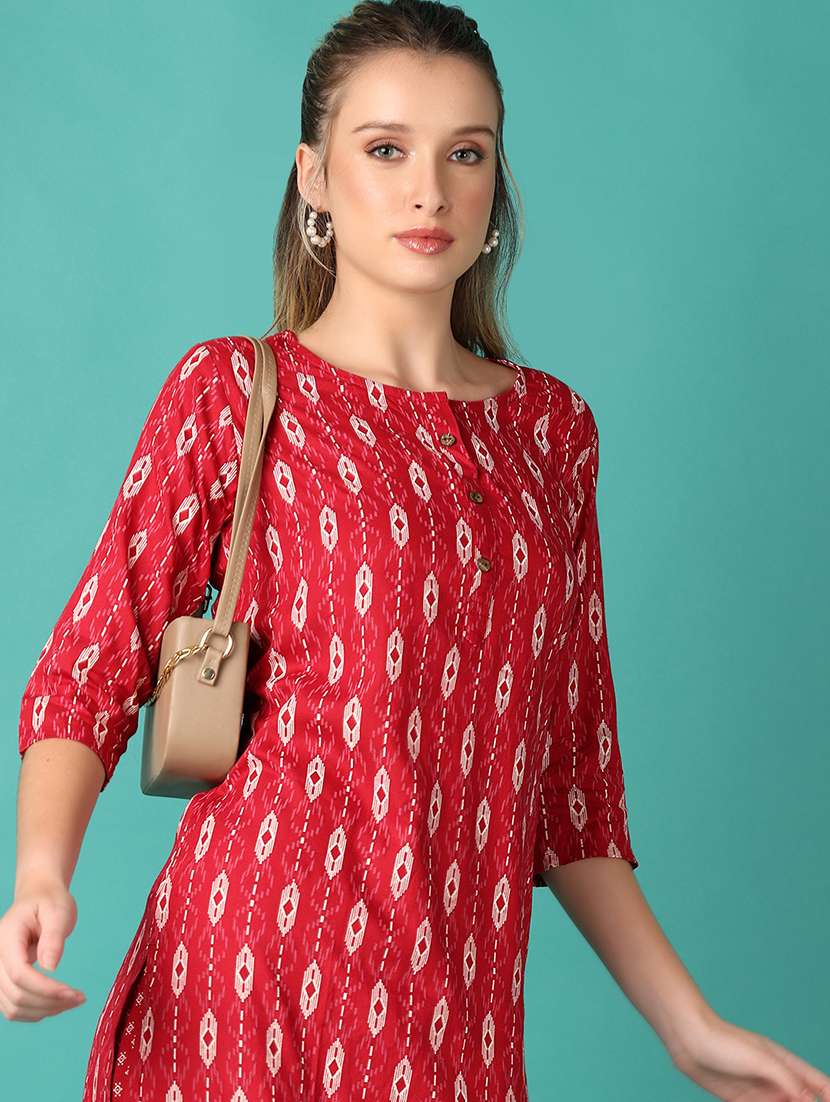 women red printed kurta palazzo set - 21509999 -  Standard Image - 3