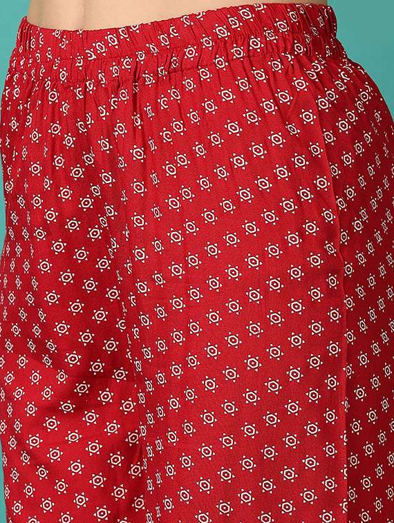 women red printed kurta palazzo set - 21509999 -  Standard Image - 5