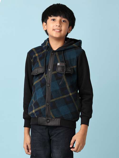 boys checkered long sleeve zipper sweatshirt - 21510009 -  Standard Image - 0