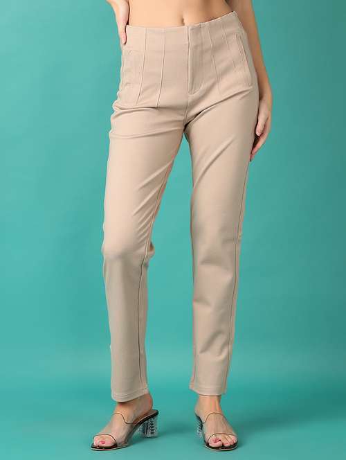 women solid mid rise trouser - 21510019 -  Standard Image - 0
