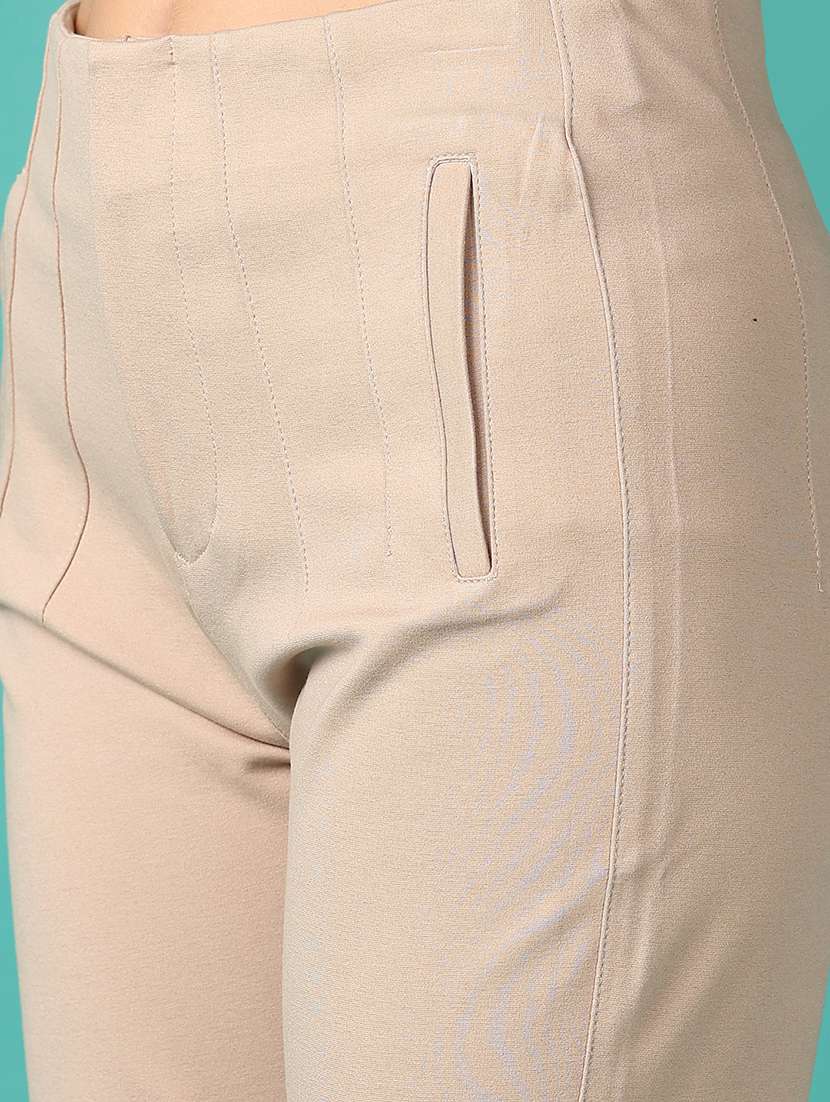 women solid mid rise trouser - 21510019 -  Standard Image - 5