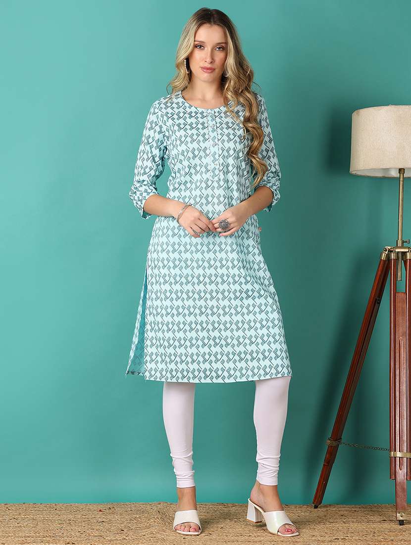 women printed round neck straight kurta - 21510080 - Zoom Image - 0