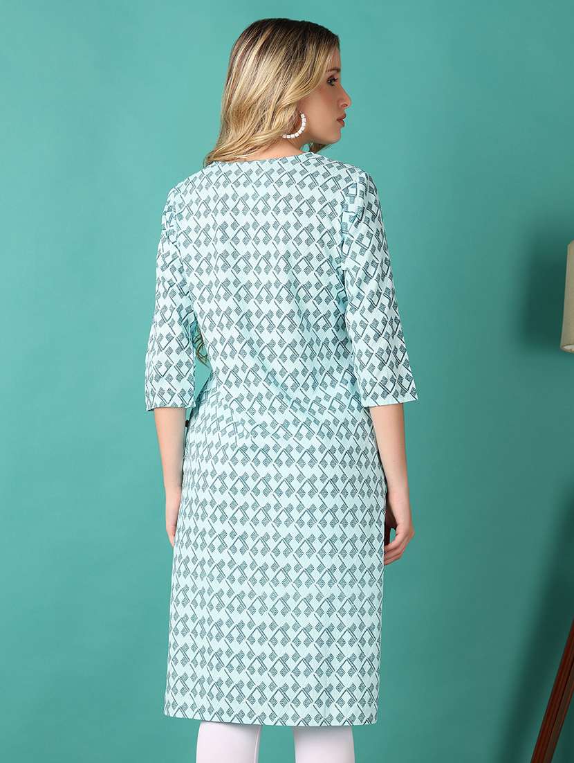 women printed round neck straight kurta - 21510080 - Standard Image - 3