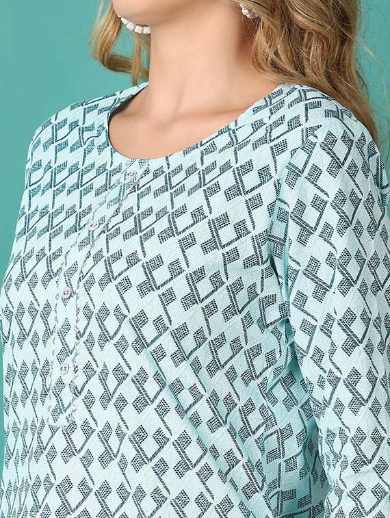 women printed round neck straight kurta - 21510080 - Standard Image - 5