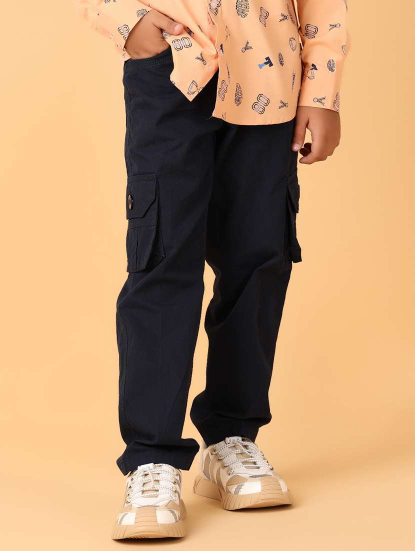 boys solid mid rise cargo - 21510103 -  Zoom Image - 0