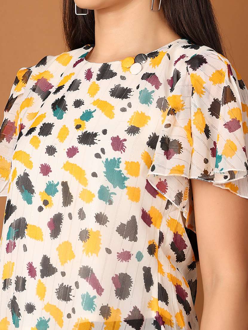women off-white printed round neck top - 21510104 - Standard Image - 5