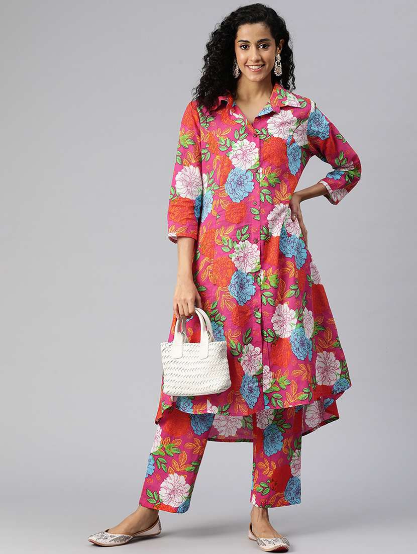 women shirt collar printed co-ord set - 21510320 - Zoom Image - 0