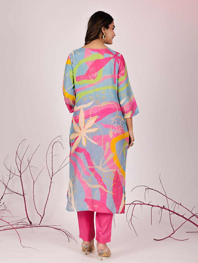 women light blue kurta pant set - 21510333 - Standard Image - 3