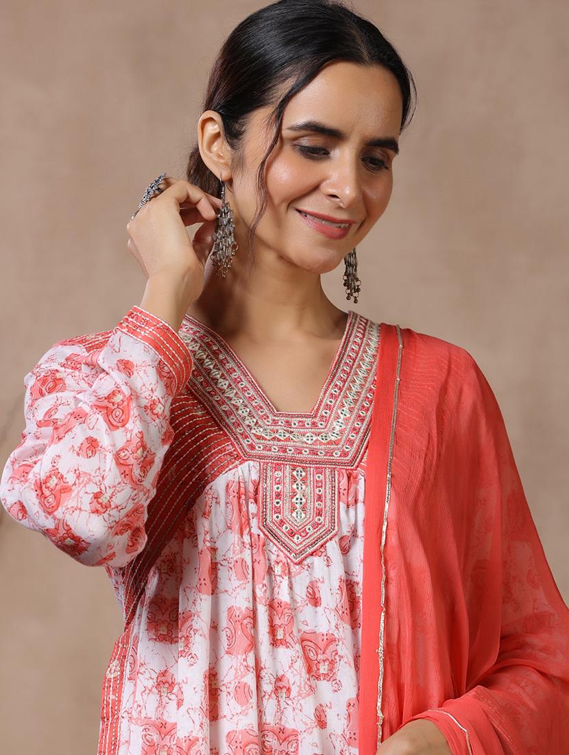 women v-neck printed kurta sharara set - 21510352 - Standard Image - 5