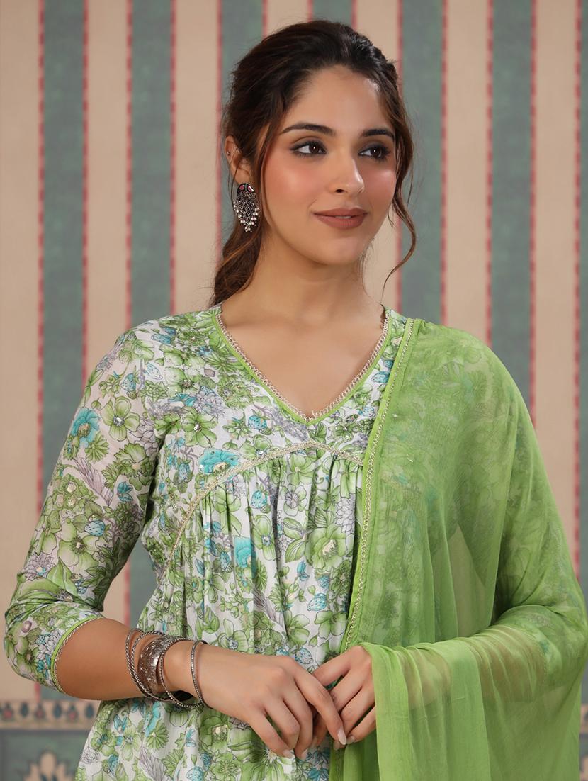 women v-neck printed kurta sharara set - 21510354 - Standard Image - 5