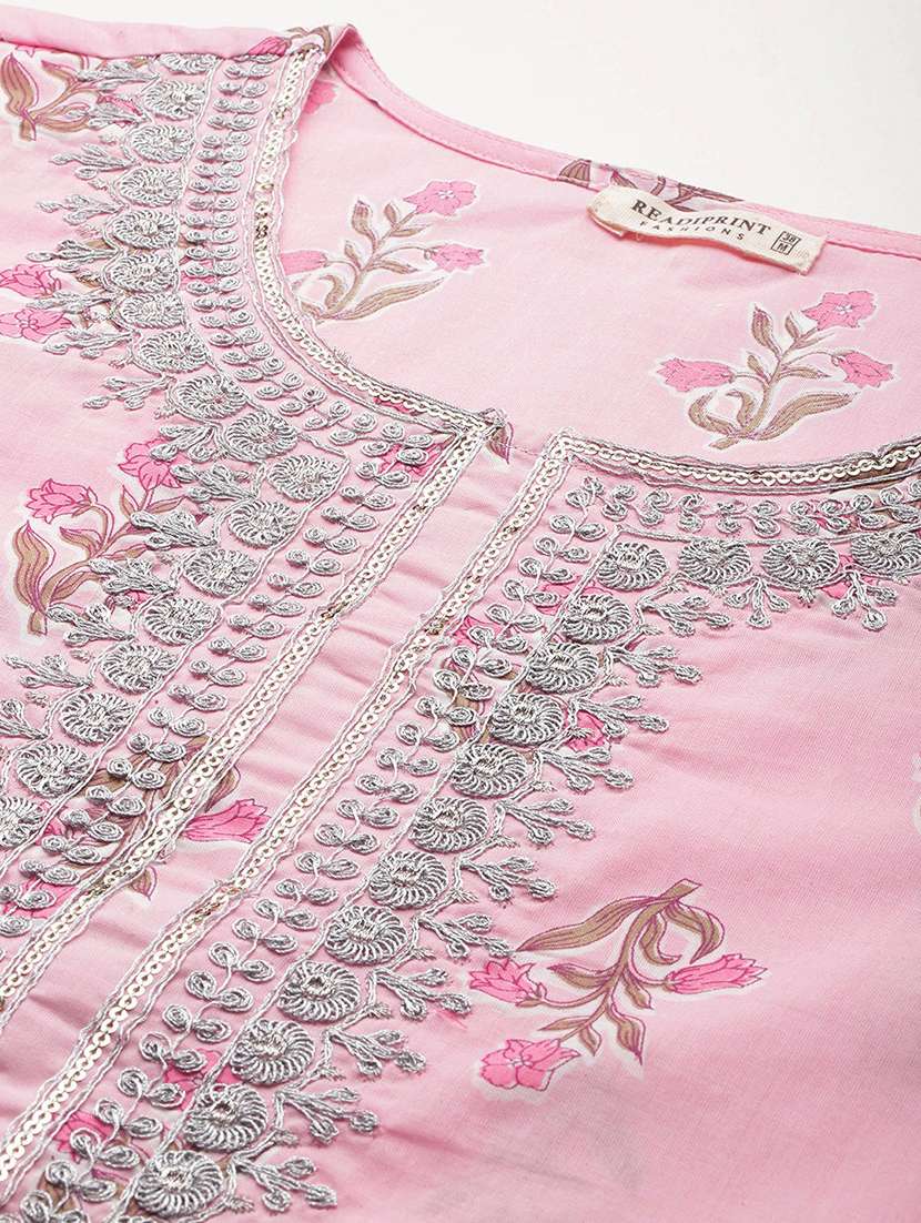 women round neck printed kurta pant set - 21510393 - Standard Image - 5