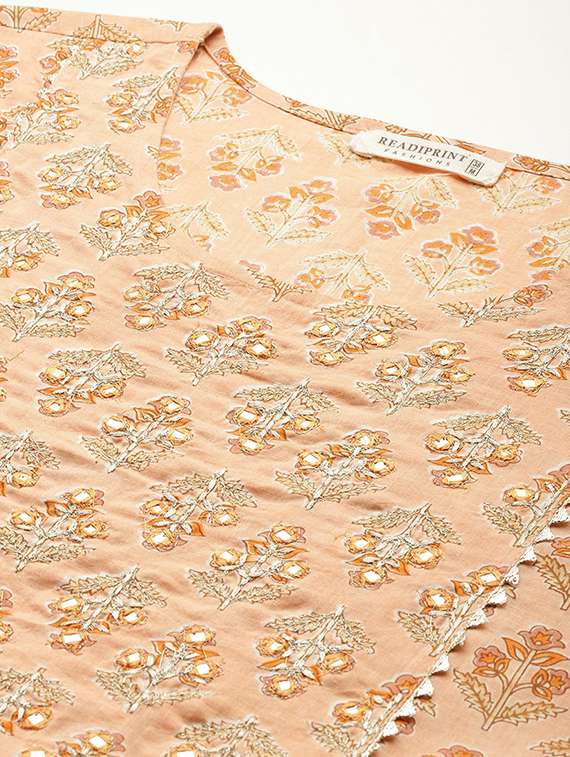 women round neck printed kurta pant set - 21510394 -  Standard Image - 5